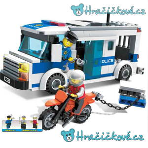 Policejní auto s vězněm na motorce, 204 ks (stavebnice typu Lego)