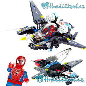 Spiderman a stíhací letadlo, 112 dílků, (stavebnice typu Lego - Avengers)