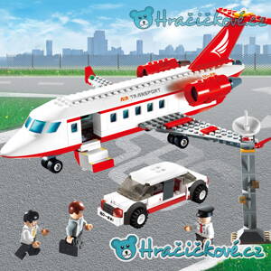 Dopravní červené letadlo, 334 dílků (stavebnice typu Lego)