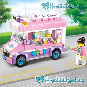 Zmrzlinářské růžové auto, 213 dílků (stavebnice typu Lego)