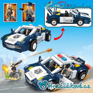 Policejní otevírací auto s policistou a teroristou, 303 dílků (stavebnice typu Lego)