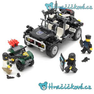 Policejní zásahová bugina SWAT a čtyřkolka, 246 dílků (stavebnice typu Lego)