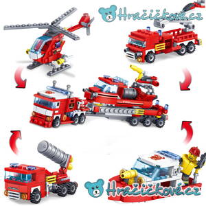 Hasičské vozidla 4v1, 348 dílků (stavebnice typu Lego)
