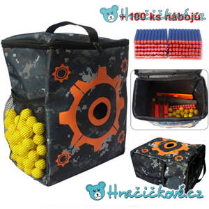 Set: Multifunkční taška / batoh na uložení šipek Nerf s terčem + 100 nábojů