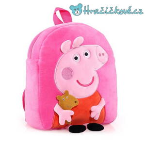 Plyšový batoh z pohádky Prasátko Peppa - Pepina (Peppa Pig) – červený