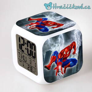 Spiderman – digitální LED budík (hodiny), 7 barev