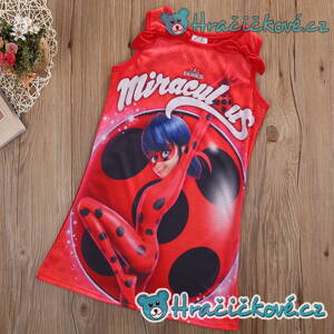 Dívčí šaty bez rukávů Kouzelná Beruška a Černý kocour (Miraculous) - červené