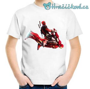 Dětské bílé tričko Ironman a Deadpool