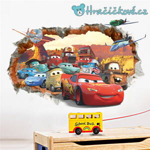 Cars samolepka na zeď - auta ze zdi