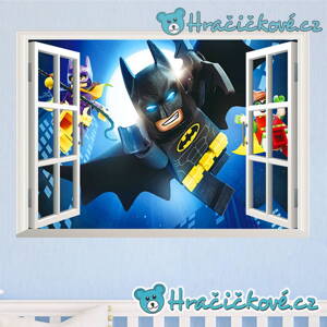 Batman v otevřeném okně, samolepka na zeď, vel.70x50cm