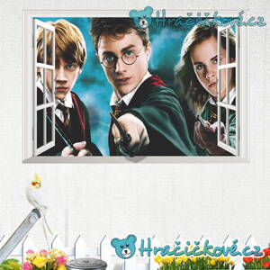 Harry Potter, Hermiona a Ron v okně, samolepka na zeď, vel. 70x50cm
