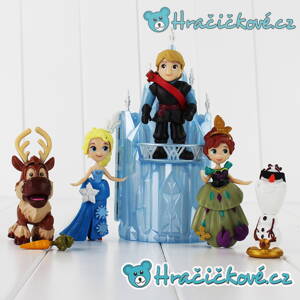 Figurky Ledové království Elza, Anna, Sven, Olaf, Kristoff a ledový hrad (Frozen)