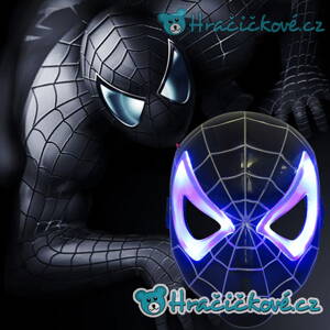 Svítící LED maska Spiderman, černá / červená