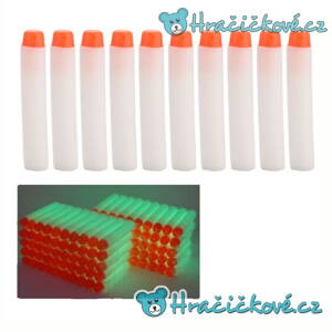 Náhradní fosforeskující náboje (šipky) do pistole typu Nerf, 40/100 ks 