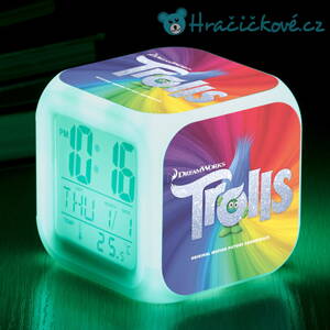 Trolové (Trolls) – digitální LED budík (hodiny), 7 barev