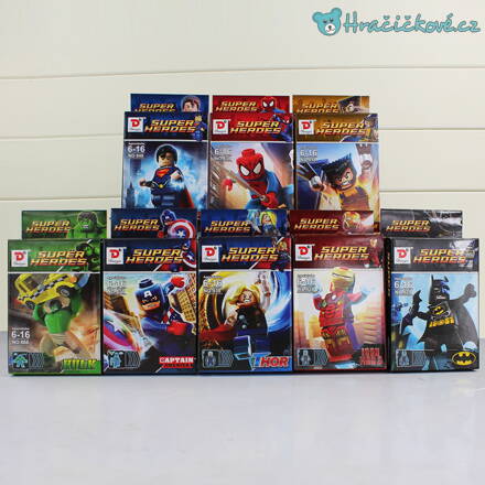 6ks postaviček Avengers (stavebnice typu Lego) - Barman, Superman, Ironman, Spiderman...