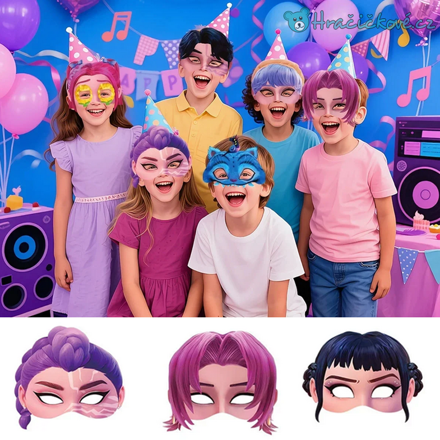 Papírové masky 12ks K-pop: Lovkyně démonů (Demon Hunters)