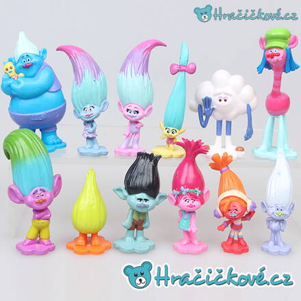 12 figurek z pohádky Trolové (Trolls)