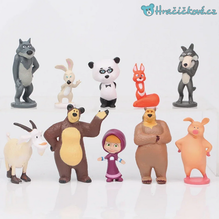 Figurky Máša z pohádky Máša a medvěd (Masha Bear), 10ks