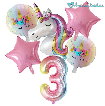 Jednorožec - Unicorn narozeninový set balonků 7ks