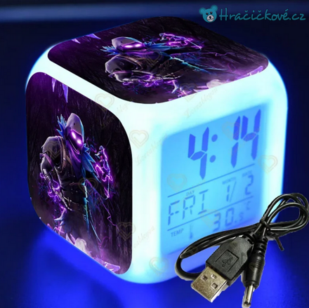Fortnite – digitální LED budík (hodiny), 7 barev, typ 1