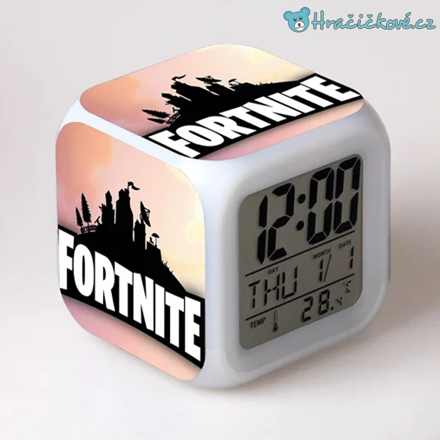 Fortnite – digitální LED budík (hodiny), 7 barev, typ 4