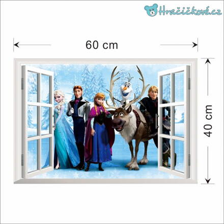 Samolepka Ledové království (Elza a Anna, Frozen), 60x40 cm - okno 