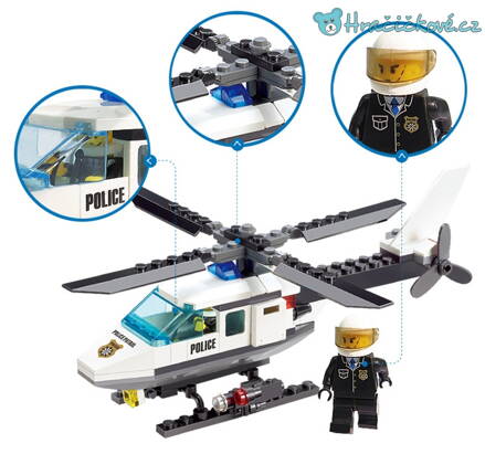 Policejní vrtulník 102 dílků (stavebnice typu Lego)