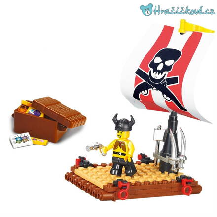 malá pirátská loď, 64 dílků (stavebnice typu Lego)
