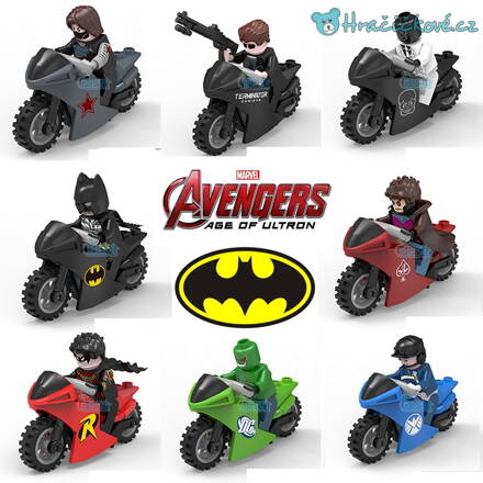 Superhrdina na motorce, na výběr 8 typů (stavebnice typu Lego)