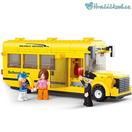 Žlutý školní autobus, 218 dílků (stavebnice typu Lego)