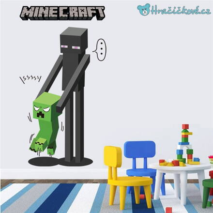 3D samolepka Minecraft , Creeper a Enderman, 70x50 cm