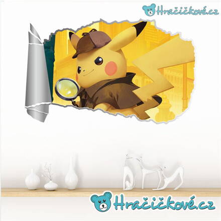 Pokemon, samolepka na zeď, typ 1 – detektiv Pikachu