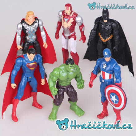 Figurky Avengers, 6 ks, Iron man, Superman, Kapitán A., Hulk, Batman, Thor