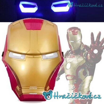 Svítící plastová maska s LED Iron man (Ironman, Avengers) 
