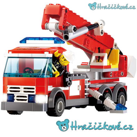 Hasičské auto s pohyblivým ramenem, 244 dílků (stavebnice typu Lego)