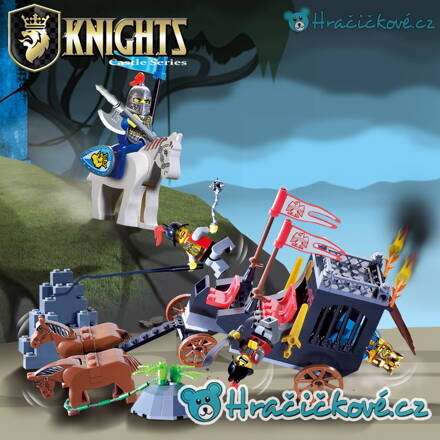 Velký kočár a rytíř na koni Knights, 160 dílků (stavebnice typu Lego)