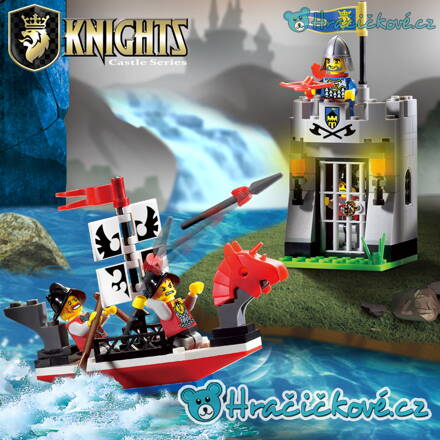 Rytířská loď s hradní věží Knights, 111 dílků (stavebnice typu Lego)
