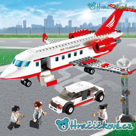 Dopravní červené letadlo, 334 dílků (stavebnice typu Lego)