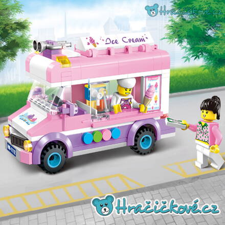 Zmrzlinářské růžové auto, 213 dílků (stavebnice typu Lego)