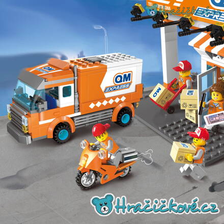Poštovní auto, motorka a sklad Express, 334 dílků (stavebnice typu Lego)
