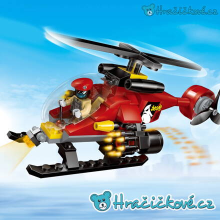 Nepřátelský červený vrtulník, 100 dílků (stavebnice typu Lego)