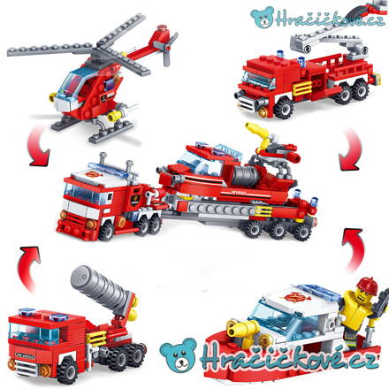 Hasičské vozidla 4v1, 348 dílků (stavebnice typu Lego)