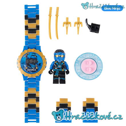 Modré Ninjago digitální dětské skládací hodinky s postavičkou typu Lego