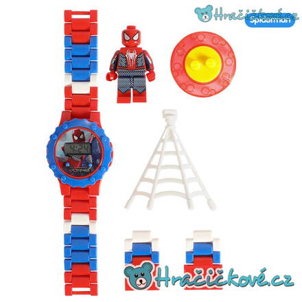 Spiderman digitální dětské skládací hodinky s postavičkou typu Lego
