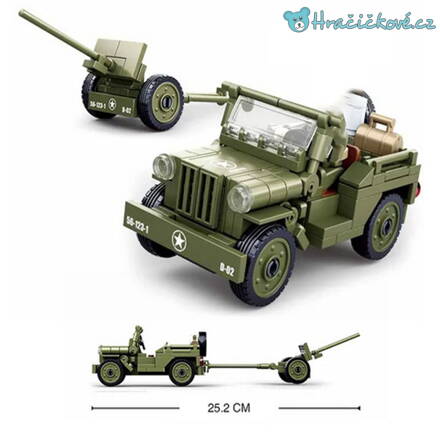 Vojenský americký Jeep, 143 dílků (stavebnice typu Lego)
