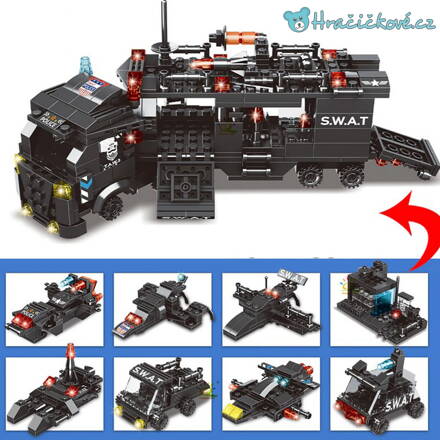 Policejní zásahový transportér SWAT, 454 dílků, stavebnice typu Lego