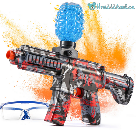 Elektrický samopal typu NERF na vodní kuličky, 4 barvy 