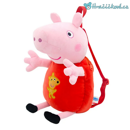 Plyšový batoh Prasátko Peppa - Pepina (Peppa Pig) – červený, typ 2