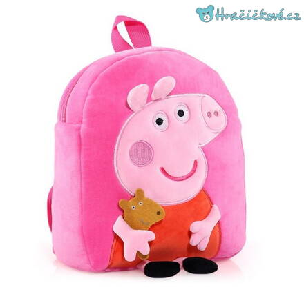 Plyšový batoh Prasátko Peppa - Pepina (Peppa Pig) – červený, typ 1